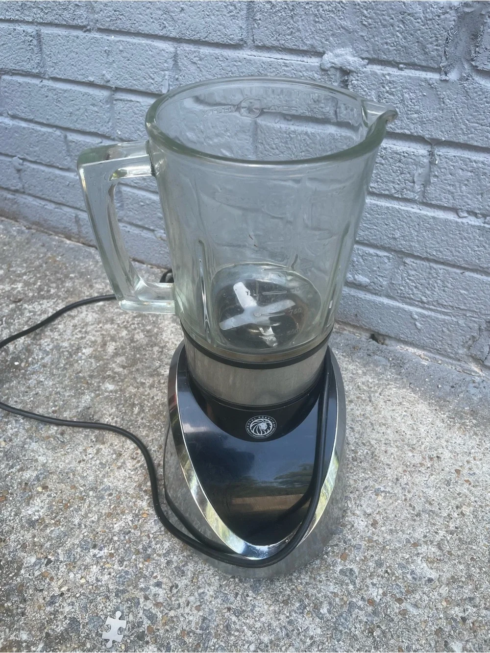 Glass Blender Pitcher with Black and Silver Base - Unbranded
